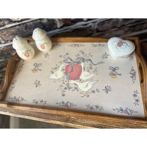 Vintage Marmalade Geese Set of  4- Breakfast Bed Tray SP shakers and Trinket box